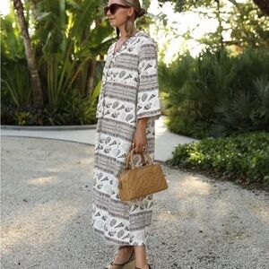 Tuckernuck Coquilles Cote D'azur Caftan Beach White Brown Women’s Size XXL